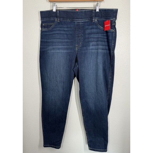 NWT Spanx Dark Stretch-Denim Jeans High-Rise‎ Skinny Fit Plus Size 3X Slimming - Picture 1 of 11